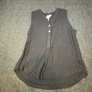 Mittoshop Lost In Madrid Black Cotton Gauze Sleeveless Blouse Top Large NWT